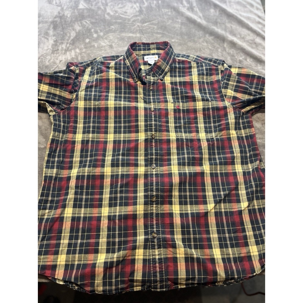 Carhartt Shirt Mens 2XL Red Plaid Original Fit Button Down Long Sleeve